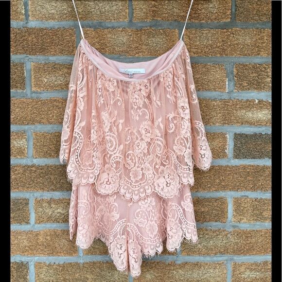 Lovers + Friends Kristine Pink Lace Romper - Picture 2 of 7